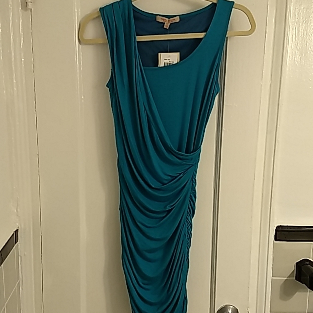 Draped stretch midi dress. NTW. Blue Iris/teal. S